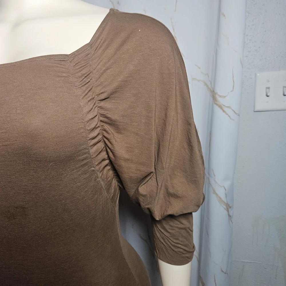 Theory Brown Puff Sleeve Dress